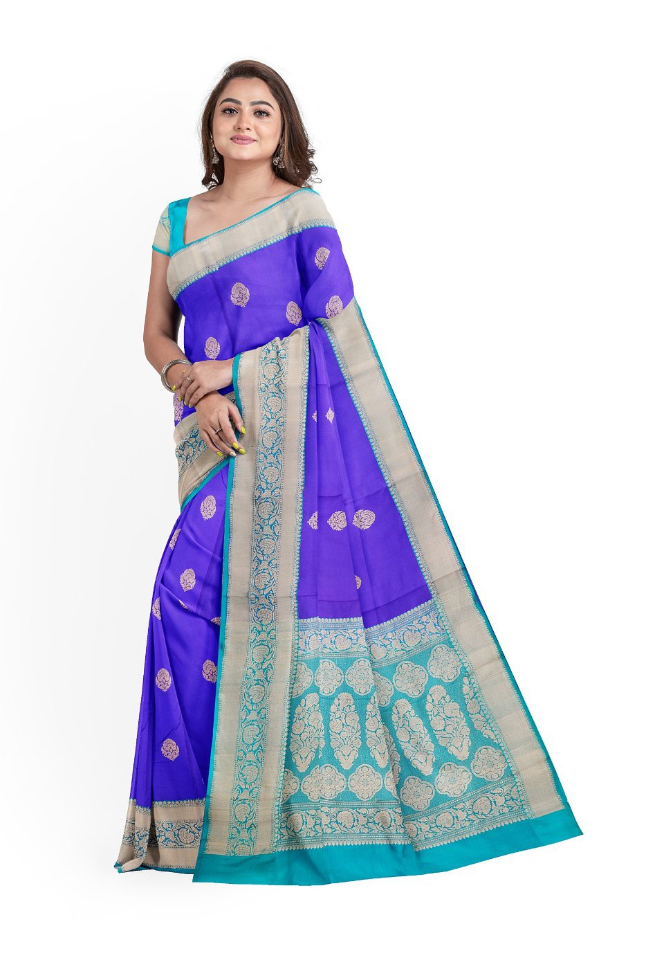 Banarsi Saree Lapis (Shade of Blue with purple hint) & Turquoise