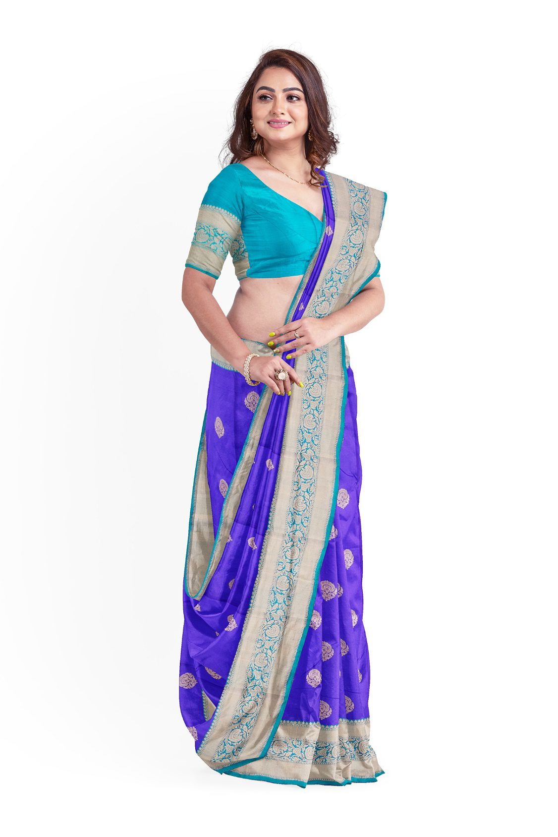 Banarsi Saree Lapis (Shade of Blue with purple hint) & Turquoise