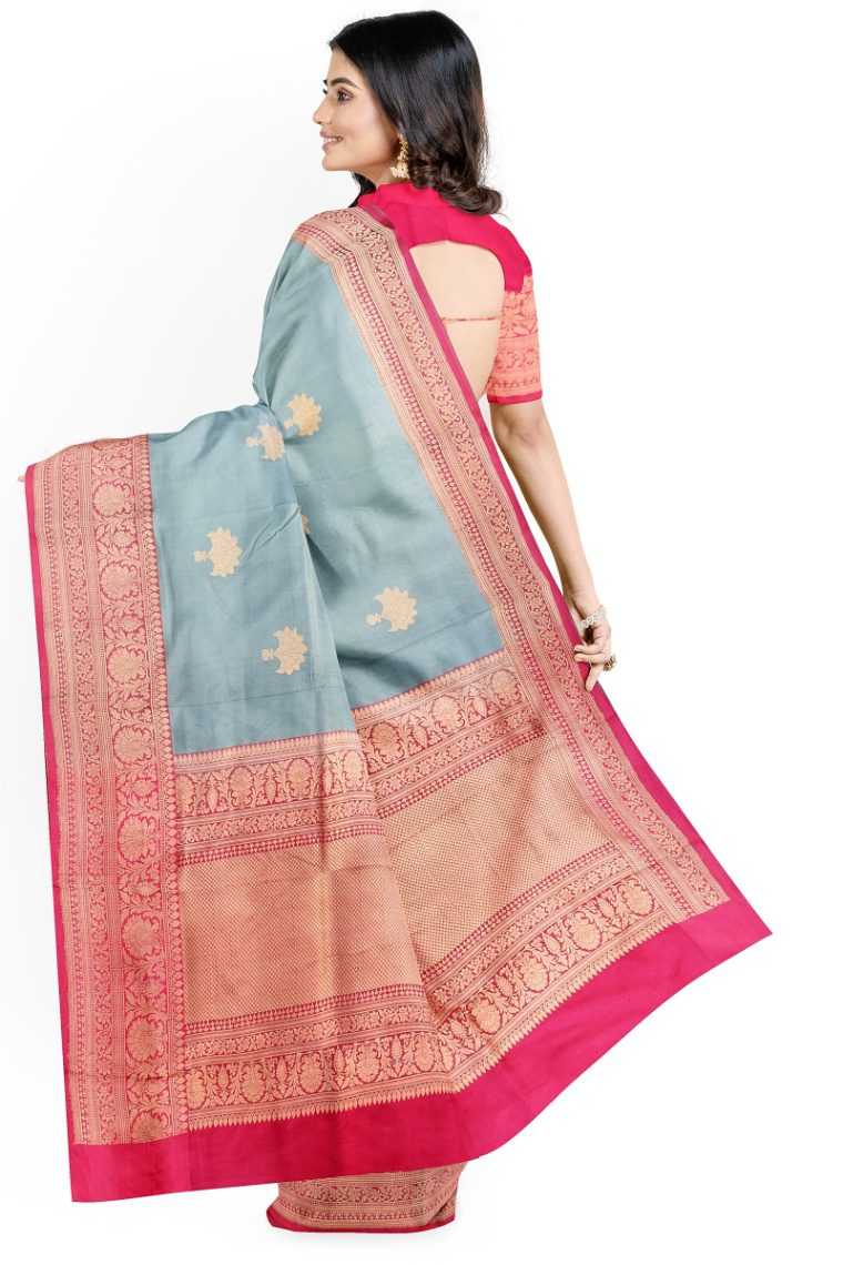 Banarsi Saree Sky Blue & Hot Pink