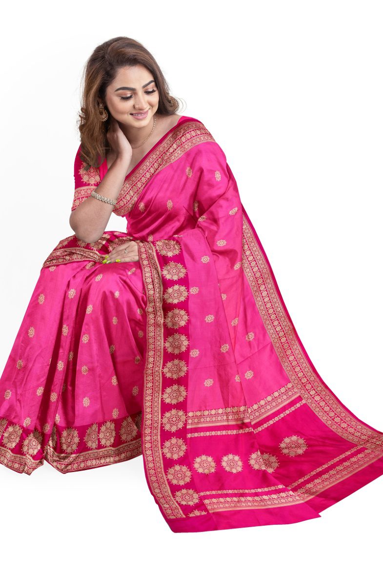 Banarsi Saree Rose Pink & Red