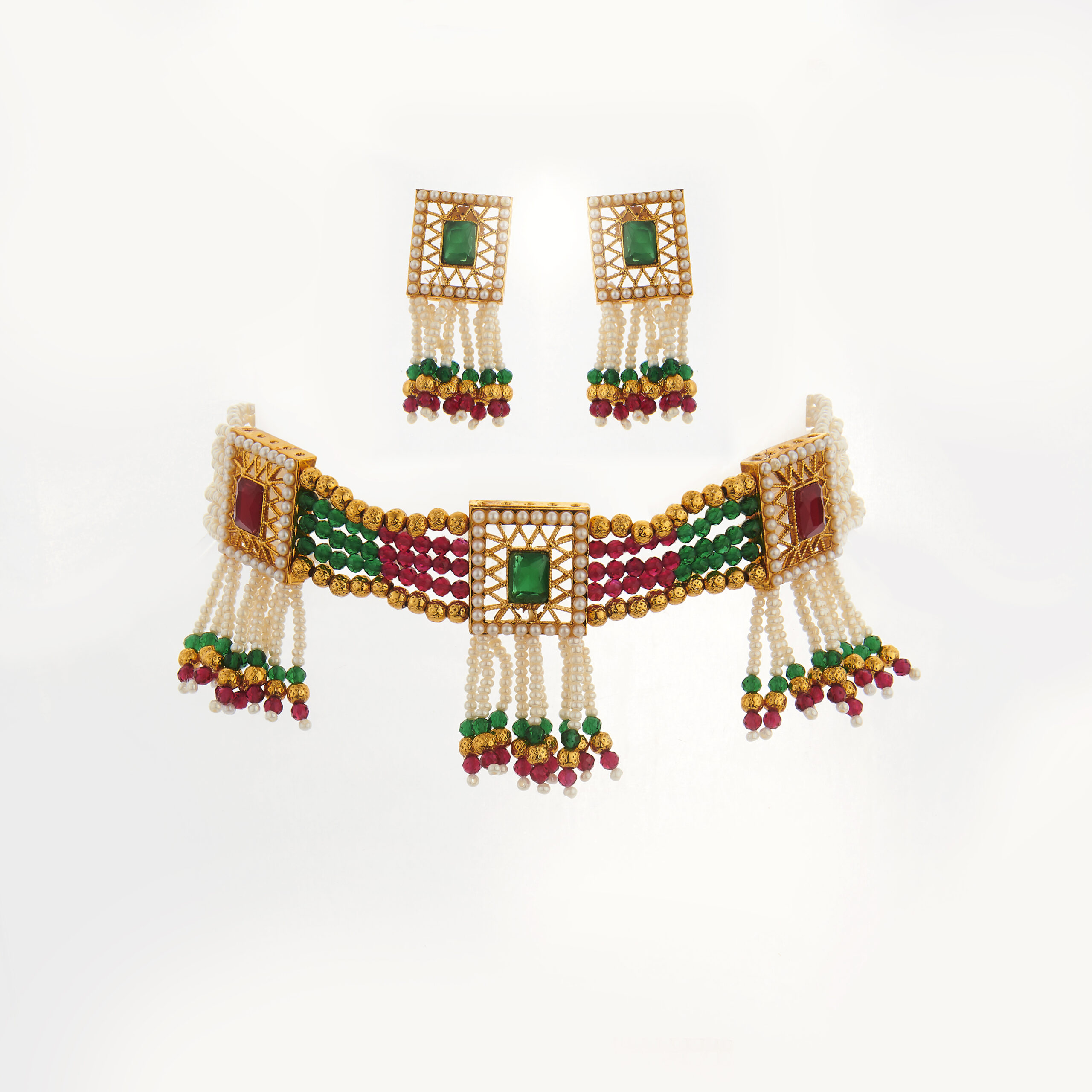 Kundan Choker Necklace Set with Earrings