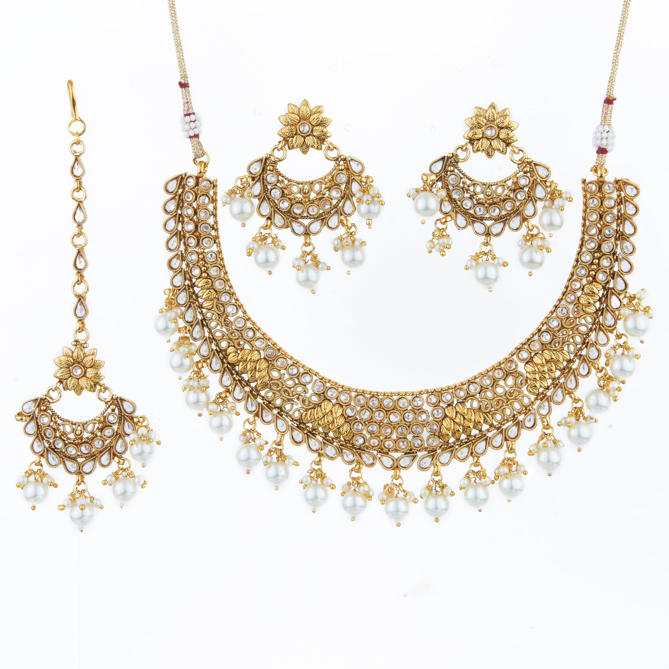 Kundan Necklace Set with Earrings and Maang Tikka